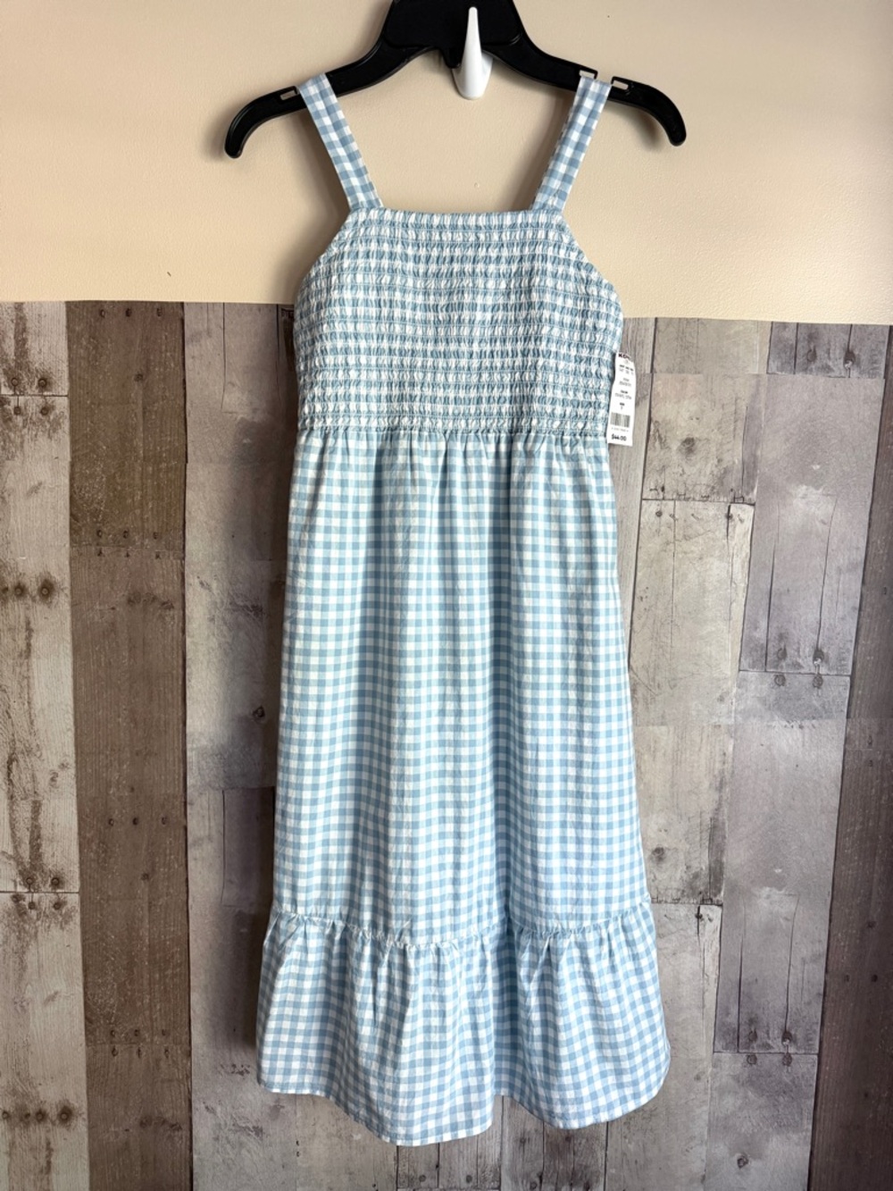 New Blue Gingham Smocked Sundress girls size 7